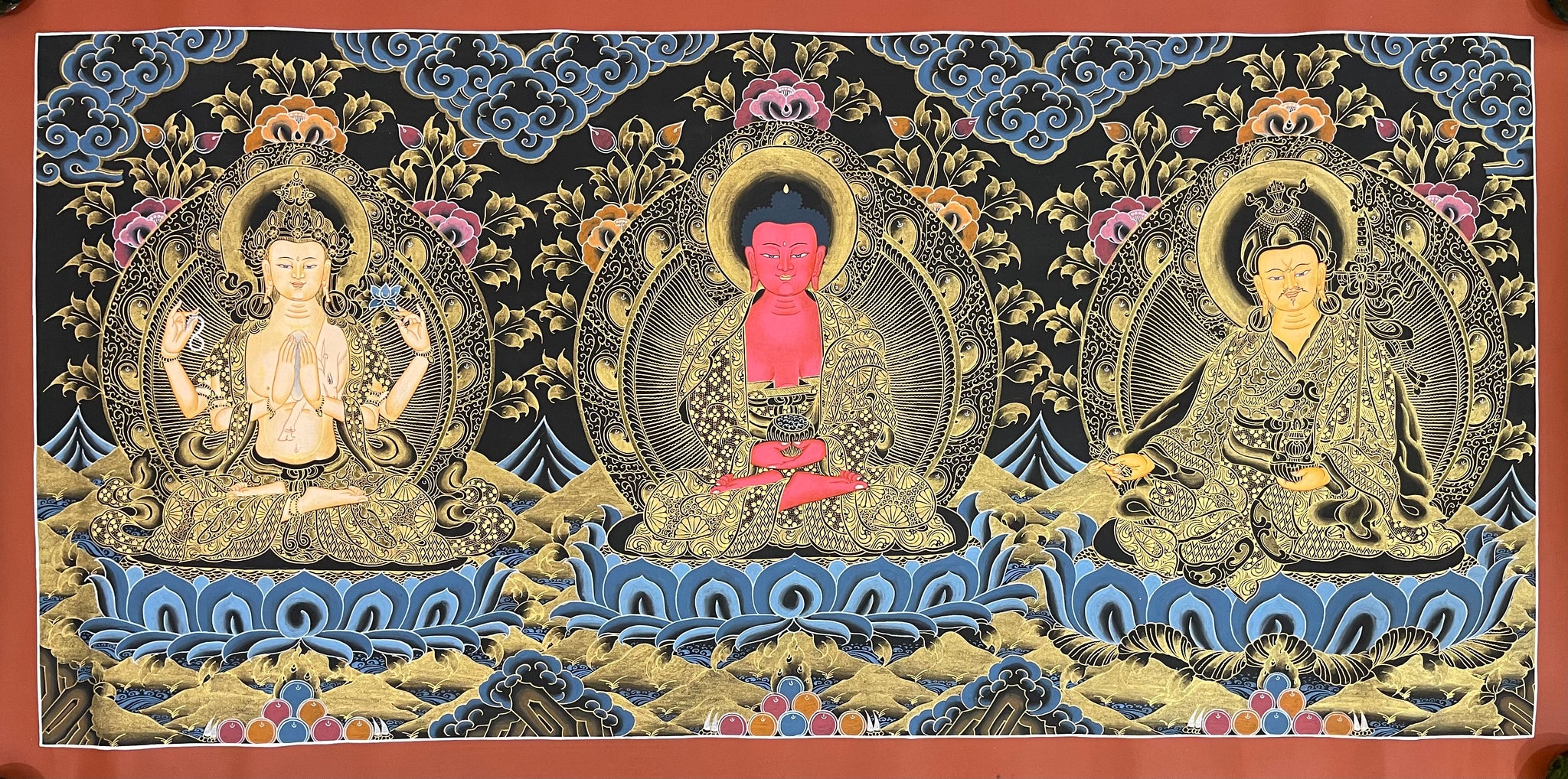 Amitabha Buddha, Chenrezig & Padmasambhava