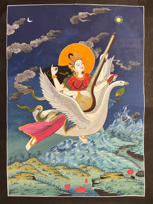 妙音天女唐卡 – 38×52 cm · 經典